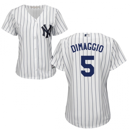 Women's Majestic New York Yankees #5 Joe DiMaggio Authentic White Home MLB Jersey - Ujersey