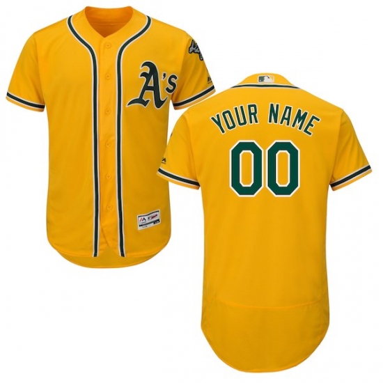 Men's Oakland Athletics Majestic Alternate Gold Flex Base Authentic Collection Custom Jersey - Ujersey