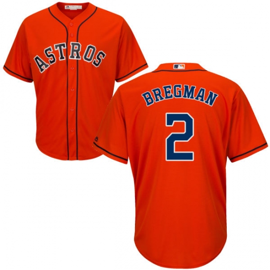 Youth Majestic Houston Astros #2 Alex Bregman Authentic Orange Alternate Cool Base MLB Jersey - Ujersey