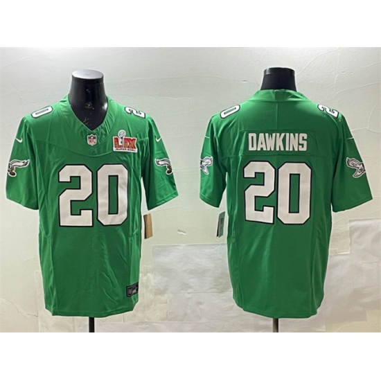 Men's Philadelphia Eagles #20 Brian Dawkins Green 2025 Super Bowl LIX F.U.S.E. Throwback Vapor Untouchable Limited Stitched Football Jersey
