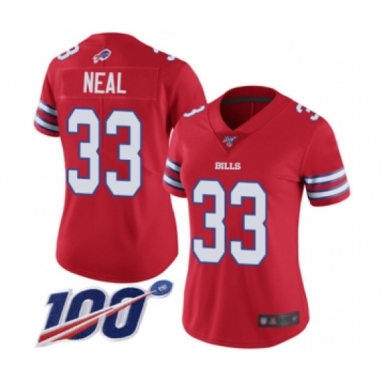 Women's Buffalo Bills #33 Siran Neal Limited Red Rush Vapor Untouchable 100th Season Football Jersey - Ujersey