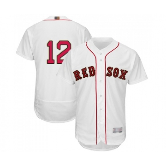 Men's Boston Red Sox #12 Brock Holt White 2019 Gold Program Flex Base Authentic Collection Baseball Jersey - Ujersey