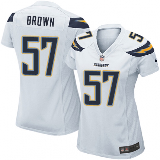 Women's Nike Los Angeles Chargers #57 Jatavis Brown Game White NFL Jersey - Ujersey