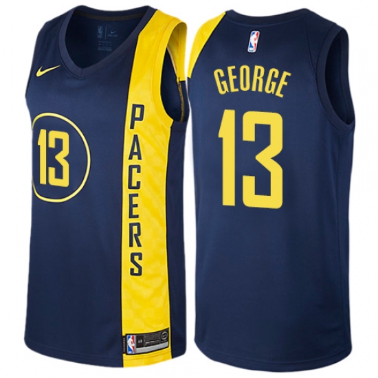 Men's Nike Indiana Pacers #13 Paul George Swingman Navy Blue NBA Jersey - City Edition - Ujersey