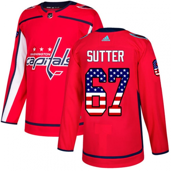 Youth Adidas Washington Capitals #67 Riley Sutter Authentic Red USA Flag Fashion NHL Jersey - Ujersey