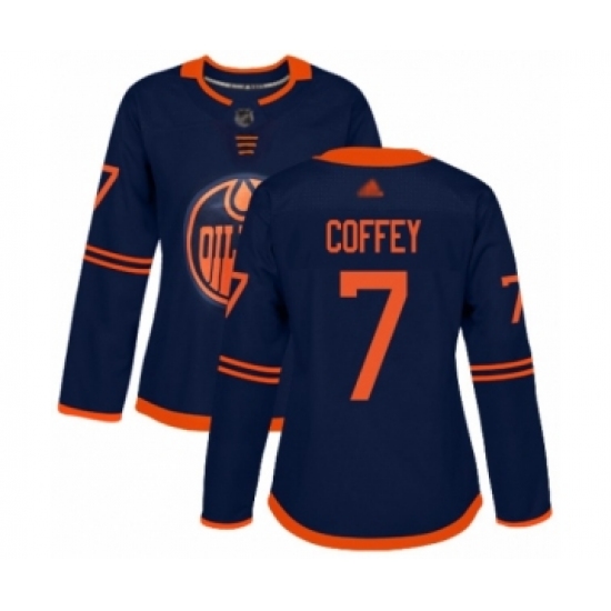 Women's Edmonton Oilers #7 Paul Coffey Authentic Navy Blue Alternate Hockey Jersey - Ujersey
