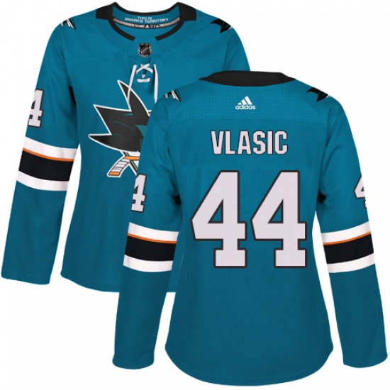 Women's Adidas San Jose Sharks #44 Marc-Edouard Vlasic Authentic Teal Green Home NHL Jersey - Ujersey