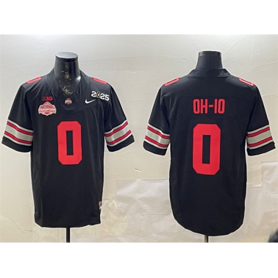 Men's Ohio State Buckeyes #0 OH-IO Black 2025 CFP Final With National Champions F.U.S.E. Vapor Limited Stitched Football Jersey