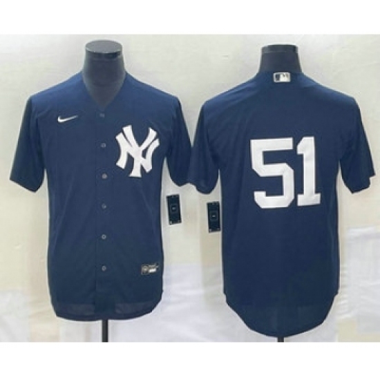 Men's New York Yankees #51 Bernie Williams Navy Cool Base Stitched Baseball Jersey - Ujersey