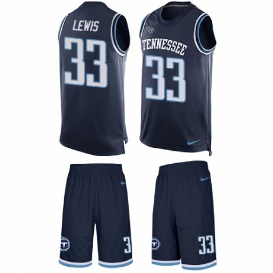 Men's Nike Tennessee Titans #33 Dion Lewis Limited Navy Blue Tank Top Suit NFL Jersey - Ujersey