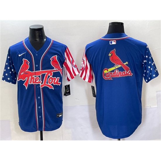 Men's St. Louis Cardinals Team Big Logo Royal Independence Day Vapor Premier Limited Stitched Baseball Jersey - Ujersey