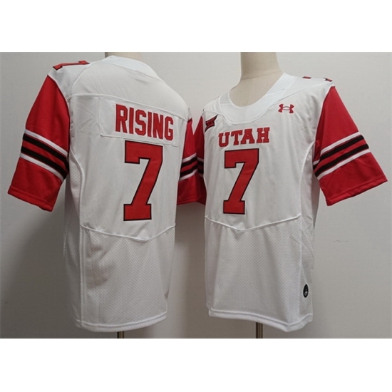 Men's Utah Utes Cameron Rising #7 White Stitched NCAA Football Jersey - Ujersey