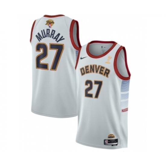 Men's Denver Nuggets #27 Jamal Murray White 2023 Finals Champions Icon Edition Stitched Basketball Jersey - Ujersey