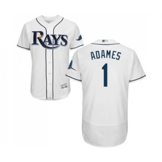 Men's Tampa Bay Rays #1 Willy Adames Home White Home Flex Base Authentic Collection Baseball Jersey - Ujersey