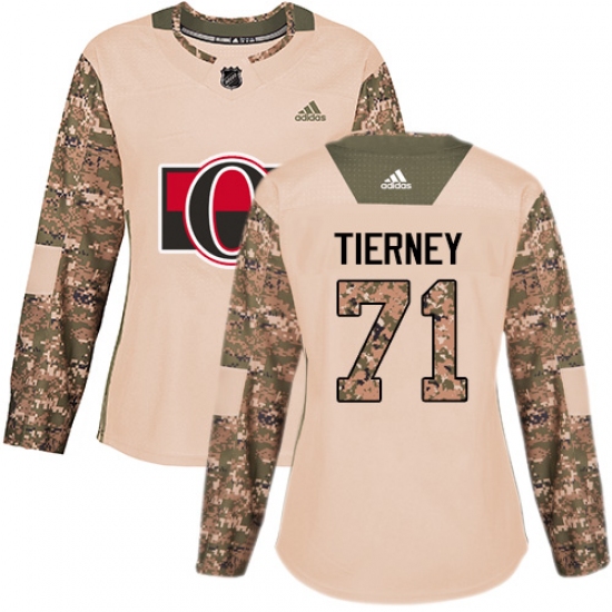 Women's Adidas Ottawa Senators #71 Chris Tierney Authentic Camo Veterans Day Practice NHL Jersey - Ujersey