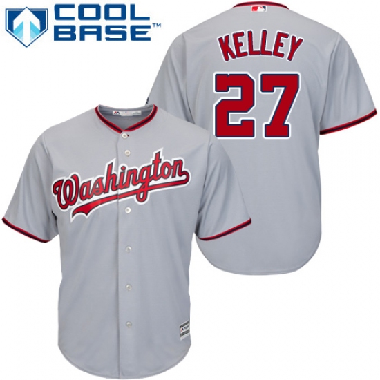 Men's Majestic Washington Nationals #27 Shawn Kelley Replica Grey Road Cool Base MLB Jersey