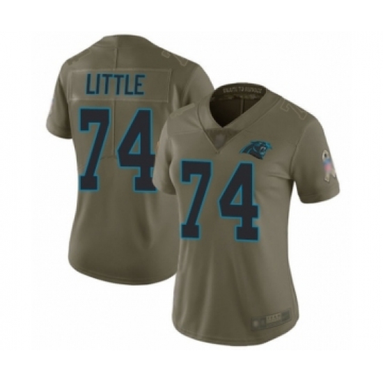 Women's Carolina Panthers #74 Greg Little Limited Olive 2017 Salute to Service Football Jersey - Ujersey