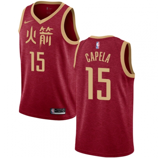 Women's Nike Houston Rockets #15 Clint Capela Swingman Red NBA Jersey - 2018 19 City Edition - Ujersey