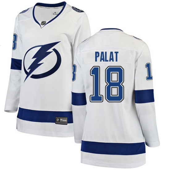 Women's Tampa Bay Lightning #18 Ondrej Palat Fanatics Branded White Away Breakaway NHL Jersey - Ujersey