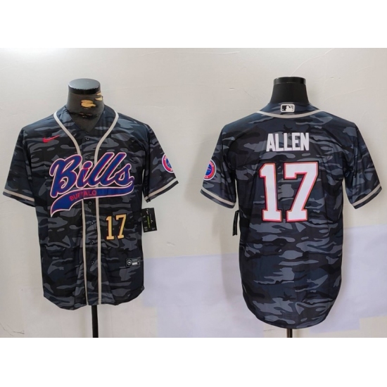 Men's Buffalo Bills #17 Josh Allen Camo Team Cool Base Stitched Baseball Jerseys - Ujersey