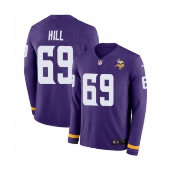 Youth Nike Minnesota Vikings #69 Rashod Hill Limited Purple Therma Long Sleeve NFL Jersey - Ujersey
