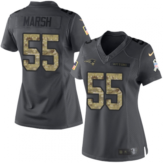 Women's Nike New England Patriots #55 Cassius Marsh Limited Black 2016 Salute to Service NFL Jersey - Ujersey