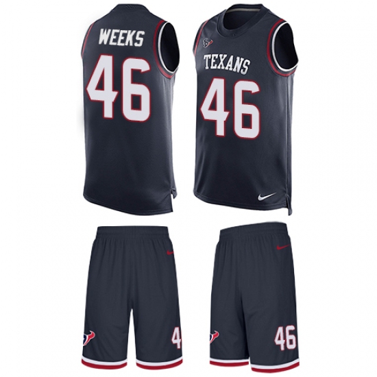 Men's Nike Houston Texans #46 Jon Weeks Limited Navy Blue Tank Top Suit NFL Jersey - Ujersey