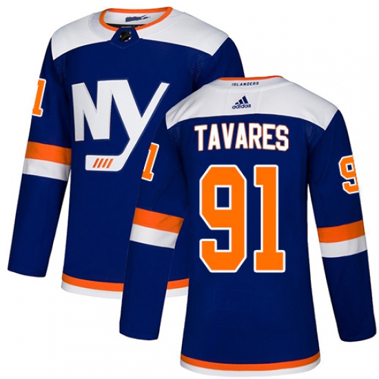 Men's Adidas New York Islanders #91 John Tavares Premier Blue Alternate NHL Jersey - Ujersey
