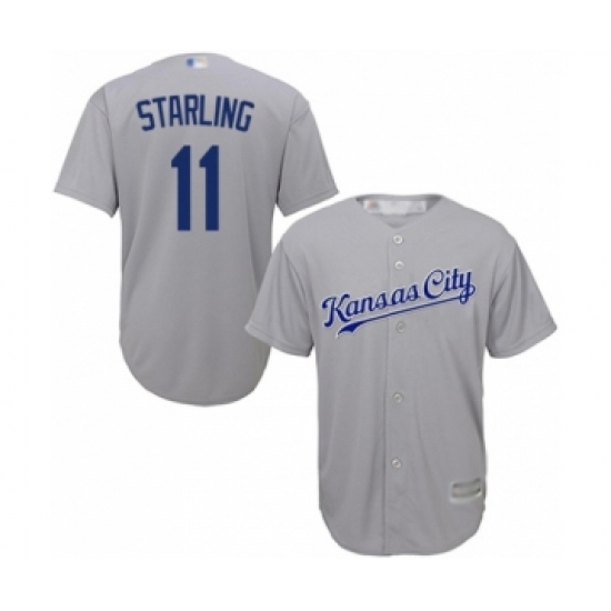 Youth Kansas City Royals #11 Bubba Starling Authentic Grey Road Cool Base Baseball Player Jersey - Ujersey