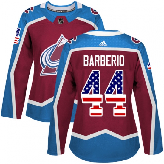 Women's Adidas Colorado Avalanche #44 Mark Barberio Authentic Burgundy Red USA Flag Fashion NHL Jersey - Ujersey