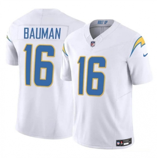 Men's Los Angeles Chargers #16 Casey Bauman White 2024 F.U.S.E. Vapor Limited Football Stitched Jersey - Ujersey