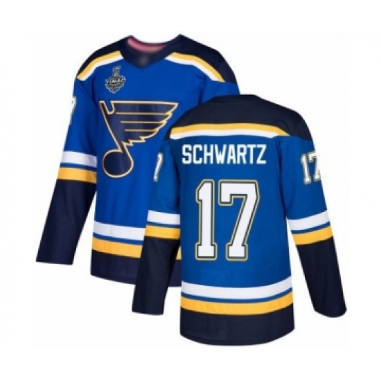 Youth St. Louis Blues #17 Jaden Schwartz Premier Royal Blue Home 2019 Stanley Cup Final Bound Hockey Jersey - Ujersey