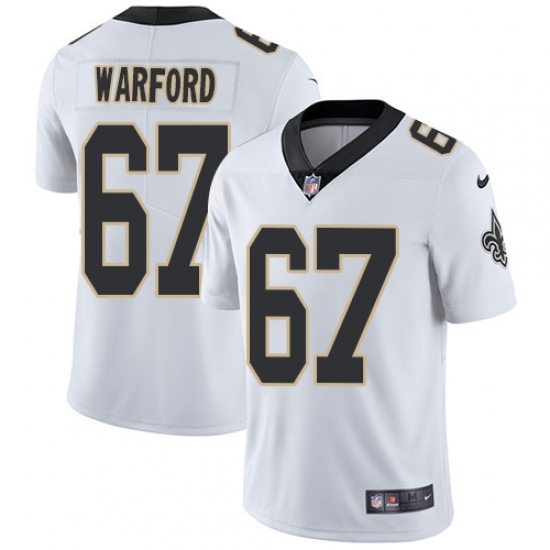 Men's Nike New Orleans Saints #67 Larry Warford White Vapor Untouchable Limited Player NFL Jersey - Ujersey