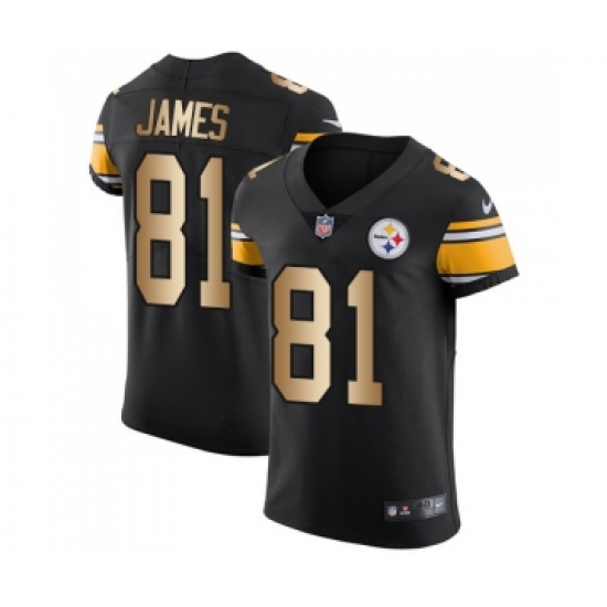Men's Pittsburgh Steelers #81 Jesse James Elite Black Gold Team Color Football Jersey - Ujersey