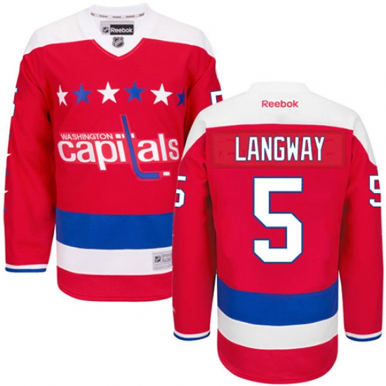 Men's Reebok Washington Capitals #5 Rod Langway Authentic Red Third NHL Jersey - Ujersey