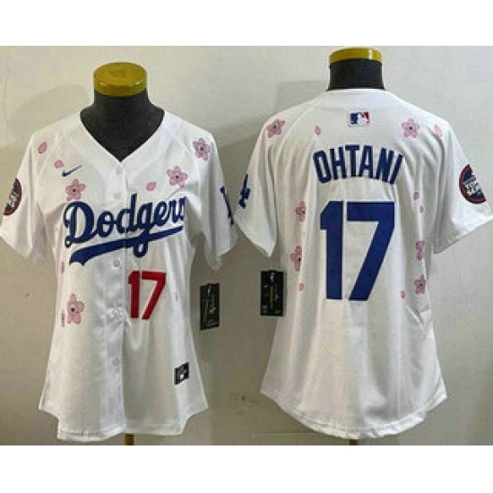 Women's Los Angeles Dodgers #17 Shohei Ohtani White 2025 Tokyo Series Limited Jersey