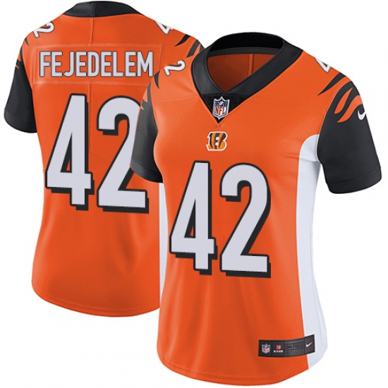 Women's Nike Cincinnati Bengals #42 Clayton Fejedelem Orange Alternate Vapor Untouchable Limited Player NFL Jersey - Ujersey