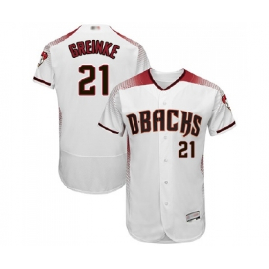 Men's Arizona Diamondbacks #21 Zack Greinke White Home Authentic Collection Flex Base Baseball Jersey - Ujersey