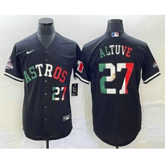 Men's Houston Astros #27 Jose Altuve Number Mexico Black Cool Base Stitched Baseball Jersey - Ujersey