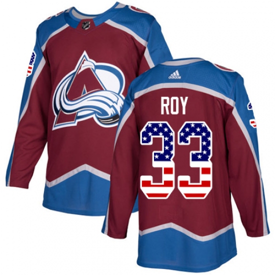 Youth Adidas Colorado Avalanche #33 Patrick Roy Authentic Burgundy Red USA Flag Fashion NHL Jersey - Ujersey