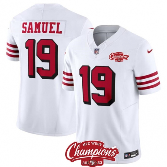 Men's San Francisco 49ers #19 Deebo Samuel White 2023 F.U.S.E. NFC West Champions Alternate Football Stitched Jersey - Ujersey
