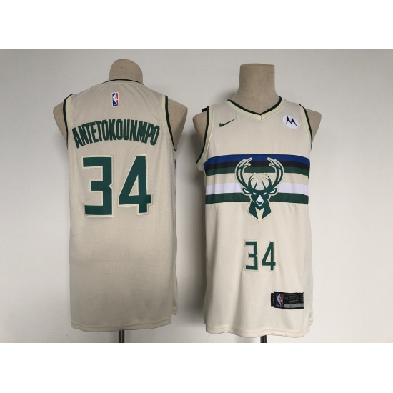 Men's Milwaukee Bucks #34 Giannis Antetokounmpo Swingman Cream City Player Jersey - Ujersey