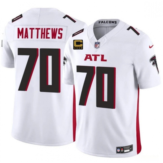 Men's Atlanta Falcons #70 Jake Matthews White 2025 F.U.S.E With 4-Star C Vapor Untouchable Limited Football Stitched Jersey - Ujersey