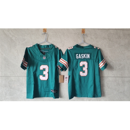 Youth Miami Dolphins #3 Myles Gaskin Aqua 2024 F U S E Alternate Vapor Limited Stitched Football Jersey - Ujersey