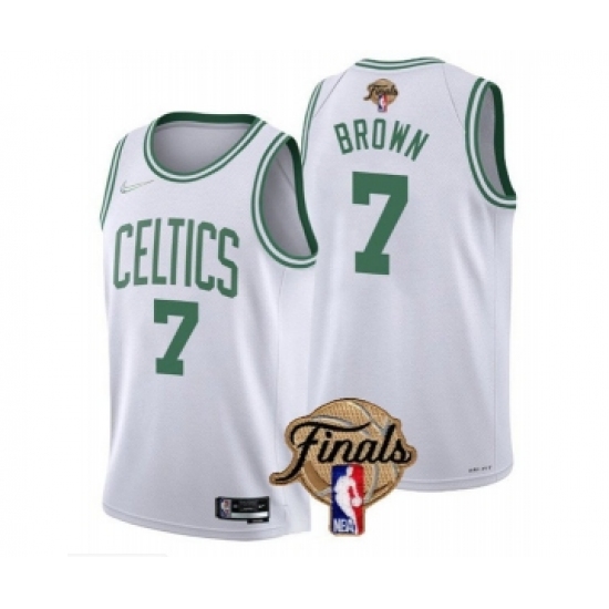 Men's Boston Celtics #7 Jaylen Brown White 2022 Finals Stitched Jersey