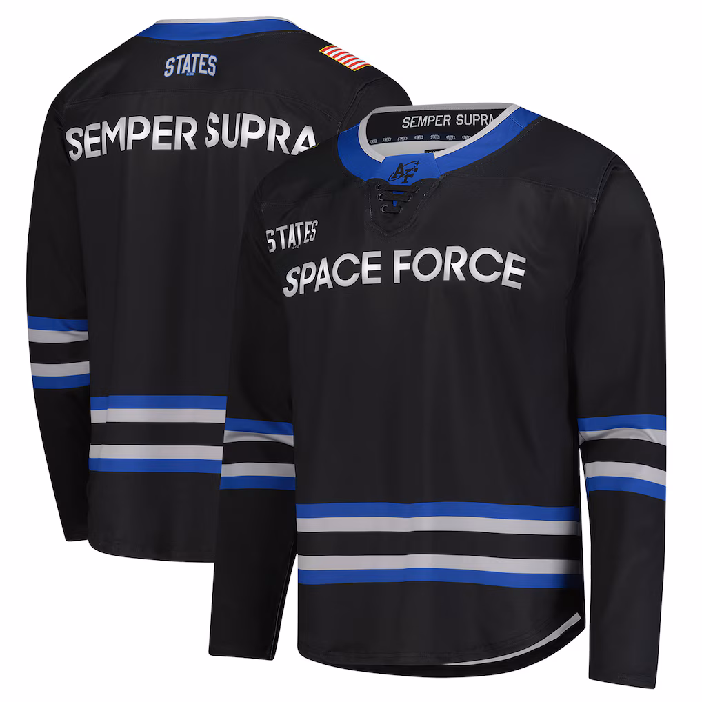 Men's Black Air Force Falcons Space Force Hockey Replica Jersey - SUjersey01