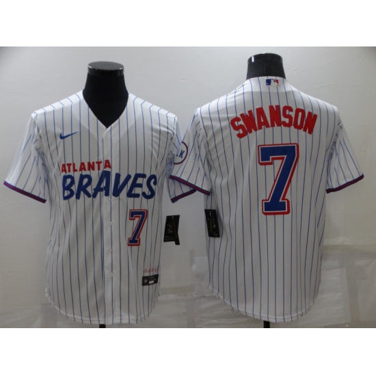 Men's Nike Atlanta Braves #7 Dansby Swanson White City Player Jersey - Ujersey