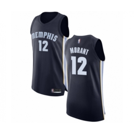 Men's Memphis Grizzlies #12 Ja Morant Authentic Navy Blue Basketball Jersey - Icon Edition - Ujersey