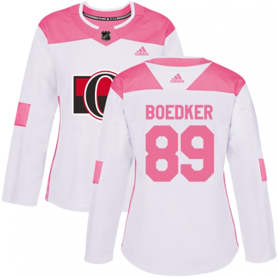 Women's Adidas Ottawa Senators #89 Mikkel Boedker Authentic White Pink Fashion NHL Jersey - Ujersey