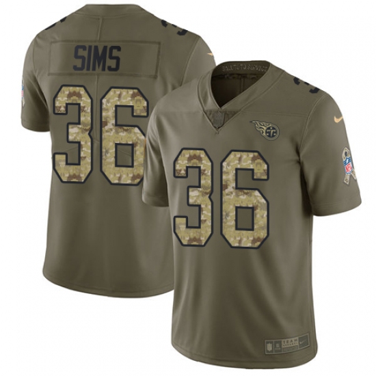 Men's Nike Tennessee Titans #36 LeShaun Sims Limited Olive/Camo 2017 Salute to Service NFL Jersey - Ujersey